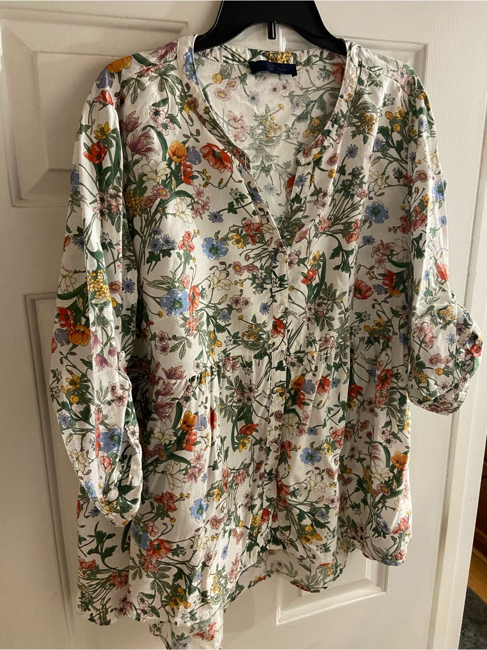 RACHEL 2x Garden Boho Cottagecore Rachel Roy Multi Floral V-Neck Tunic Shirt